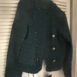 White House Black Market Green Blazer Structured Suit Jacket